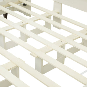 English Elm Christopher Knight Home® - King Upholstered Bed Frame with 108" Headboard and 2 Floating Nightstands, White & Brown Modern Storage N758K020304W