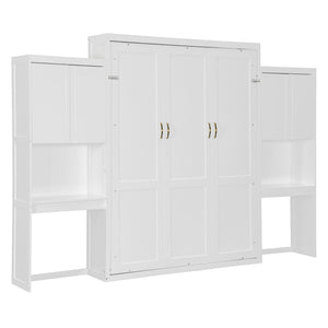 English Elm Queen Size Murphy Bed With Integrated Desk, Vanity & Storage Cabinets For Versatile Living Spaces N820S10057K-GIGA