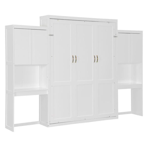 English Elm Queen Size Murphy Bed With Integrated Desk, Vanity & Storage Cabinets For Versatile Living Spaces N820S10057K-GIGA