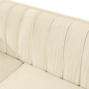 English Elm 89 Inch Tufted Velvet Sofa with Gold Steel Trim Embroidered Victorian Glam Seating W1191S00109