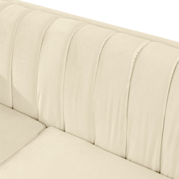 English Elm 89 Inch Tufted Velvet Sofa with Gold Steel Trim Embroidered Victorian Glam Seating W1191S00109