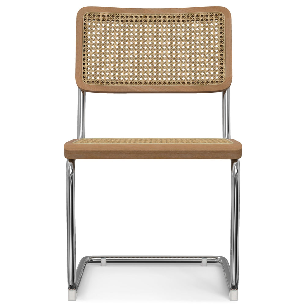 English Elm Madalyn Dining Chairs Set Of 2 - Modern Bauhaus Inspired Design With Chrome Base & Woven Cane Seat B136P266932