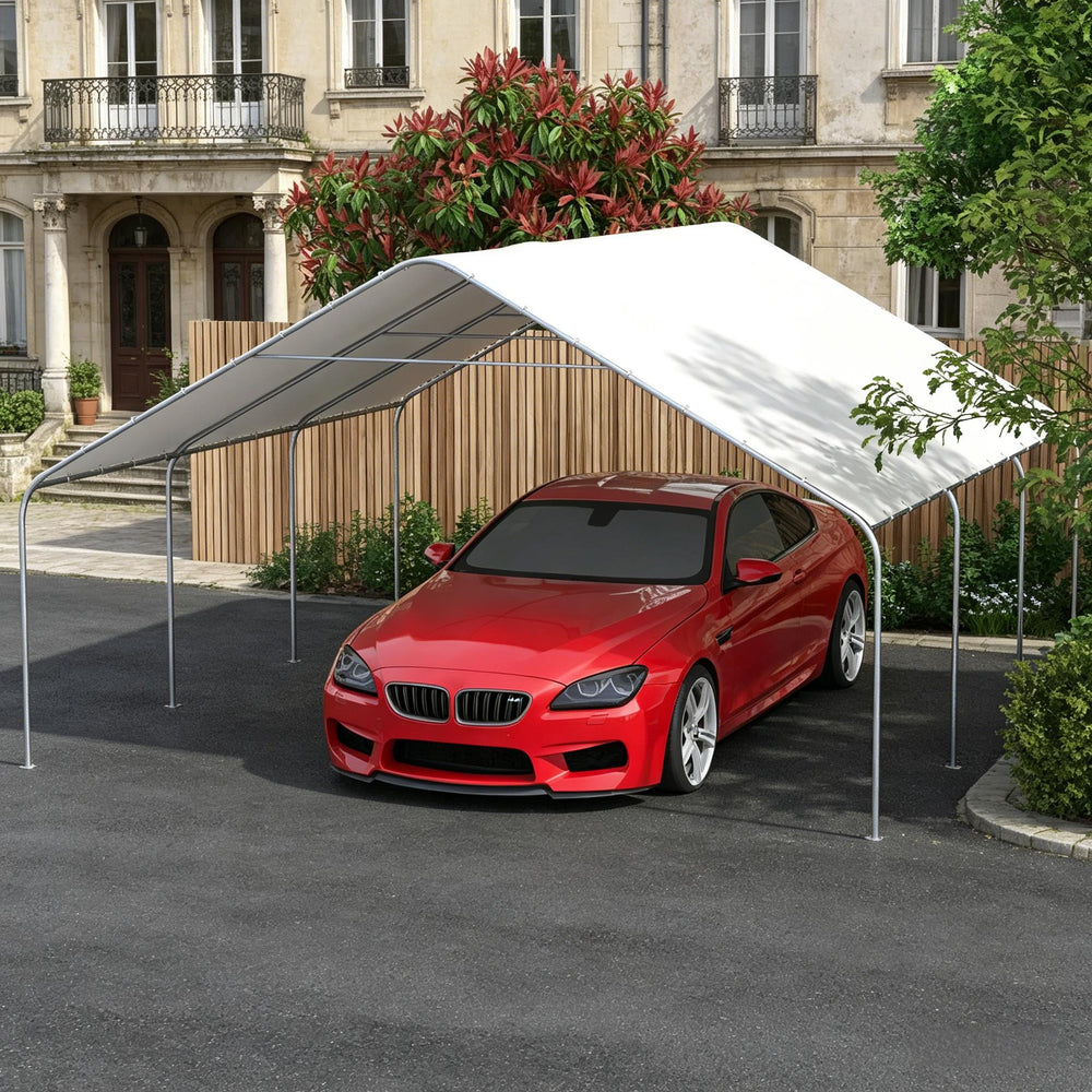 English Elm Tent Triple Bay Steel Canopy Uv30 Protection for Vehicles Events and Outdoor Storage T3971S00258
