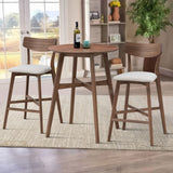 English Elm Wooden Bar Chairs Set Of 2, Modern Soft Upholstered Kitchen Island Chairs, Counter Height Stool With Backrest,Wooden Frame Chairs With Footrest For Pub,Living Room,Restaurant,Walnut