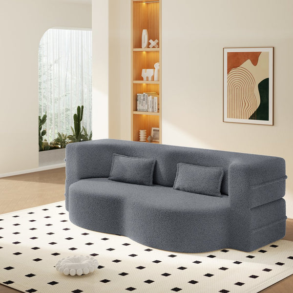 English Elm Modern Corduroy Floor Sofa Foldable Twin Sleeper Foam Filled for Compact Living Spaces Dark Grey W1885P435357