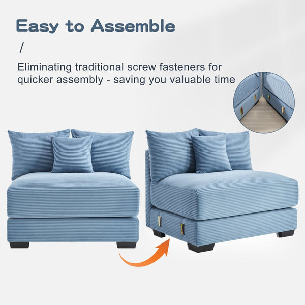 English Elm Oversized Cloud Modular Sectional Couch – Ergonomic Design, Soft Corduroy, Customizable Comfort & Ottoman W714S01357-GIGA