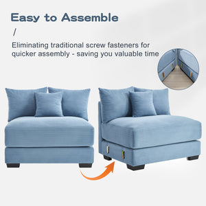 English Elm 130" Oversized Cloud Modular Sectional Couch - Premium Corduroy 3-Seater With Ergonomic Design & Comfort W714S01350