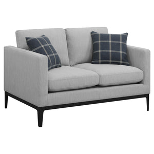 English Elm Montauk Contemporary Light Grey Sofa & Loveseat Set with Black Exposed Frame, Plush Track Arms Comfort B062S01160