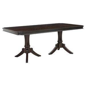 English Elm Double Double Pedestal Marston 96" Extendable Dining Table in Dark Cherry - Clipped Corner Elegant Centerpiece B011S00908