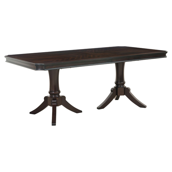 English Elm Double Double Pedestal Marston 96" Extendable Dining Table in Dark Cherry - Clipped Corner Elegant Centerpiece B011S00908