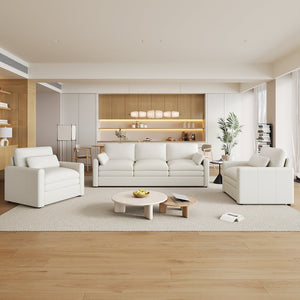 English Elm Cozy Upholstered Sofa Set - Oversized Chenille Cloud Couch With Double Cushion & Ergonomic Arms N719S001921A