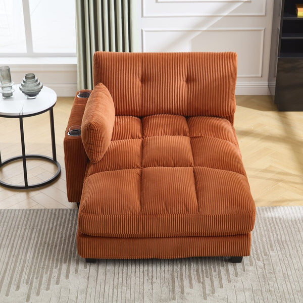 English Elm United Cozy Cloud Sleeper Sofa & Chaise Lounge Chair With Usb, Cup Holders & Adjustable Backrest W1568S00164-GIGA