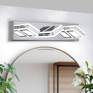 English Elm Modern Dimmable 3-Light LED Vanity Light Chrome Iron Acrylic Over Mirror Bath Wall Sconce LED W2312P374878