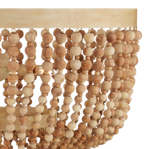 Sabia Chandelier - Bohemian Wood Bead Lighting Fixture with Coco Cream Finish for Elegant Spaces