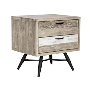 English Elm Bridges Solid Acacia Wood Nightstand with Two Drawers for Farmhouse Bedroom Storage B2736P464856