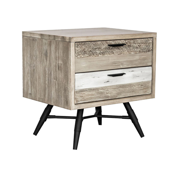English Elm Bridges Solid Acacia Wood Nightstand with Two Drawers for Farmhouse Bedroom Storage B2736P464856
