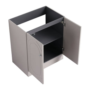 English Elm 30" Modern Freestanding Bathroom Vanity with Integrated Basin, Adjustable Shelf & 3 Metal Handles khaki W999P241054