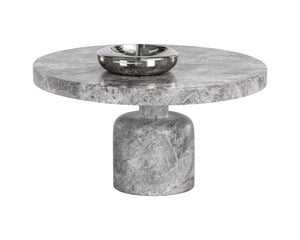Sunpan Elmira Coffee Table - Elegant Grey Faux Marble Finish, Chic Round Design for Indoor & Outdoor Spaces