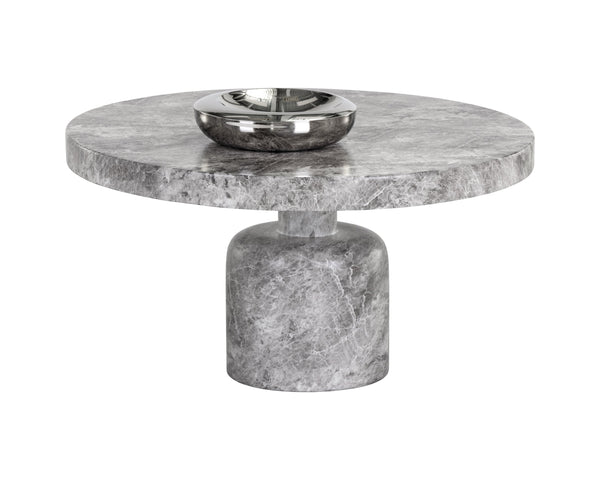 Sunpan Elmira Coffee Table - Elegant Grey Faux Marble Finish, Chic Round Design for Indoor & Outdoor Spaces