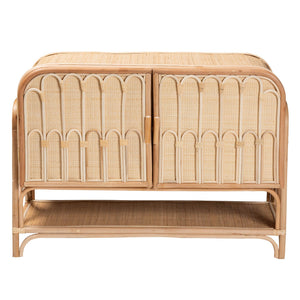 English Elm Bohemian Rattan Pole Two Door Storage Cabinet with Shelves for Coastal Living B2750P467738
