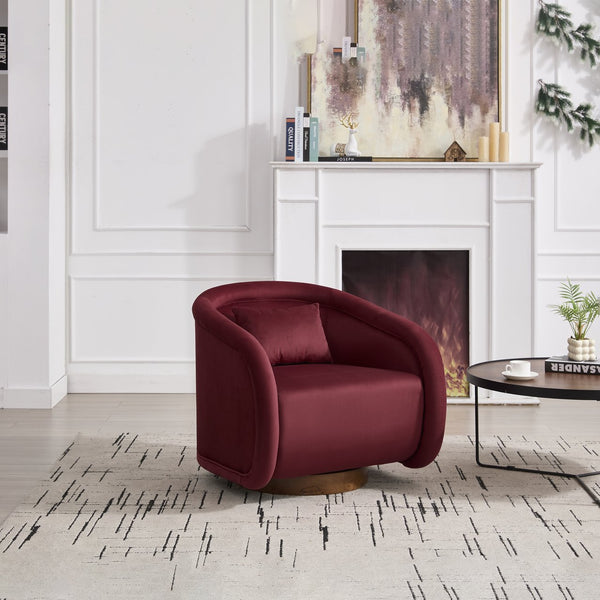 English Elm Swivel Barrel Chair Plush Teddy Fabric Pumpkin Silhouette for Living Room or Bedroom W3244P288860