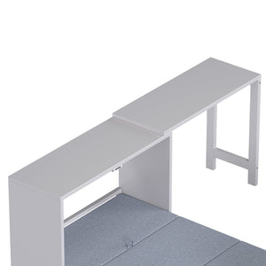 English Elm Twin Size Murphy Cabinet Bed With Adjustable Desk - Space-Saving Gray Chest Dresser For Guests N733P272603E-GIGA