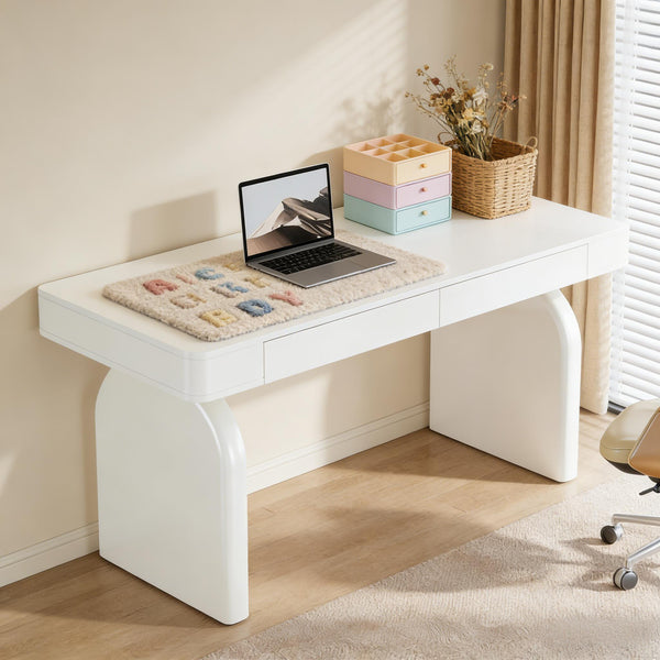 English Elm Sturdy Two-tier Computer Desk with File Cabinet and Monitor Riser for Home Office T3971P453207