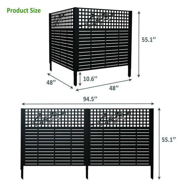 English Elm W48'' Galvanized Steel Outdoor Privacy Panels Powder Coated Slat Fence for Yard Enclosures W1586P455947