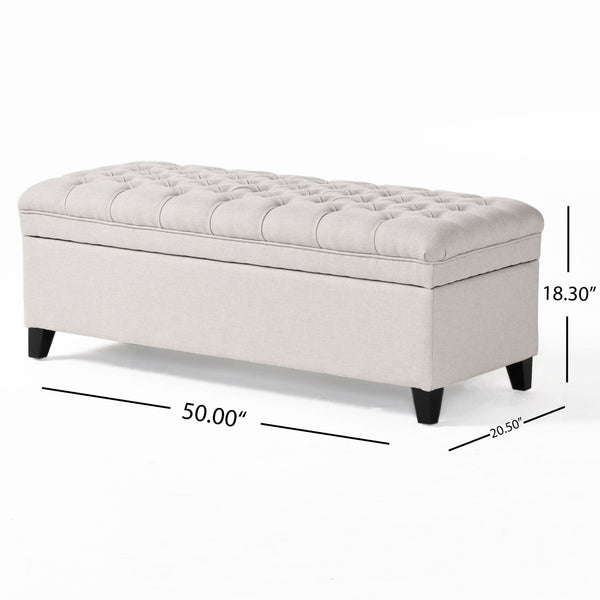 English Elm Christopher Knight Home® - Juliana Storage Ottoman – Stylish Light Grey Upholstered Seat With Hidden Compartment For Living Spaces 57741.00LGR