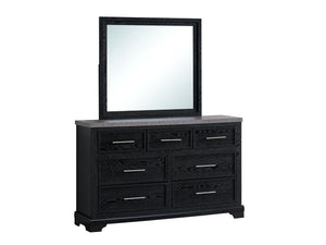 English Elm Grande Six Drawer Dresser Black Laminate Faux Granite Top with Chrome Hardware B078P497910