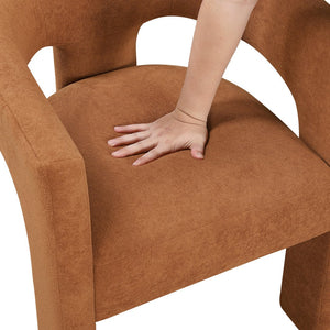 English Elm Modern Plush Bouclé Side Chairs Set of 2 — Curved Minimalist Design, Plywood Frame, Fully Assembled Comfort Orange 30 L x 24.5 W x 34.5 H B011P355866