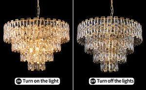 English Elm Gold French Empire Chandelier with Tiered K9 Crystal and 21 Lights for Dining Rooms W2869P476455