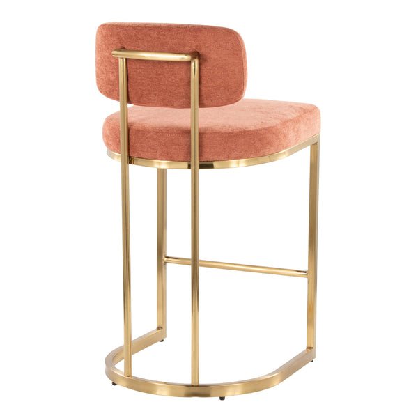 English Elm Fixed-height Barstools Powder Coated Steel Frame Brown Upholstered Seat Set of Two Salmon B202P471213