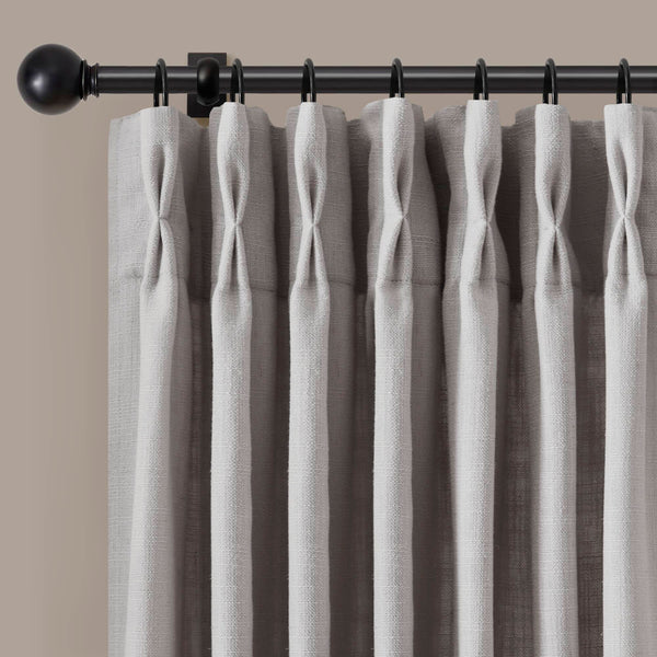 English Elm 2-piece Pinch Pleat Poly Linen Curtain Panels Tailored Formal Drape for Any Room Grey B035P482986