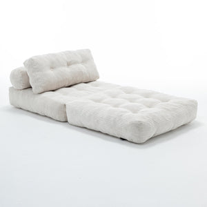 English Elm Folding Floor Sofa Bed Convertible Lounge Chair with Shredded Foam Fill for Bedroom Beige W2200P442793
