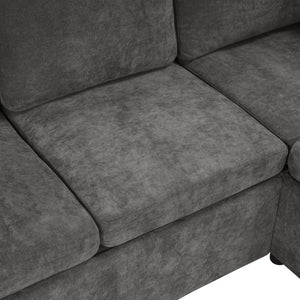 English Elm Sectional Sofa Bed - Versatile L-Shaped Chenille Sofa With Sleeper, Hidden Storage & Pillows, Gray N719S002070E-GIGA