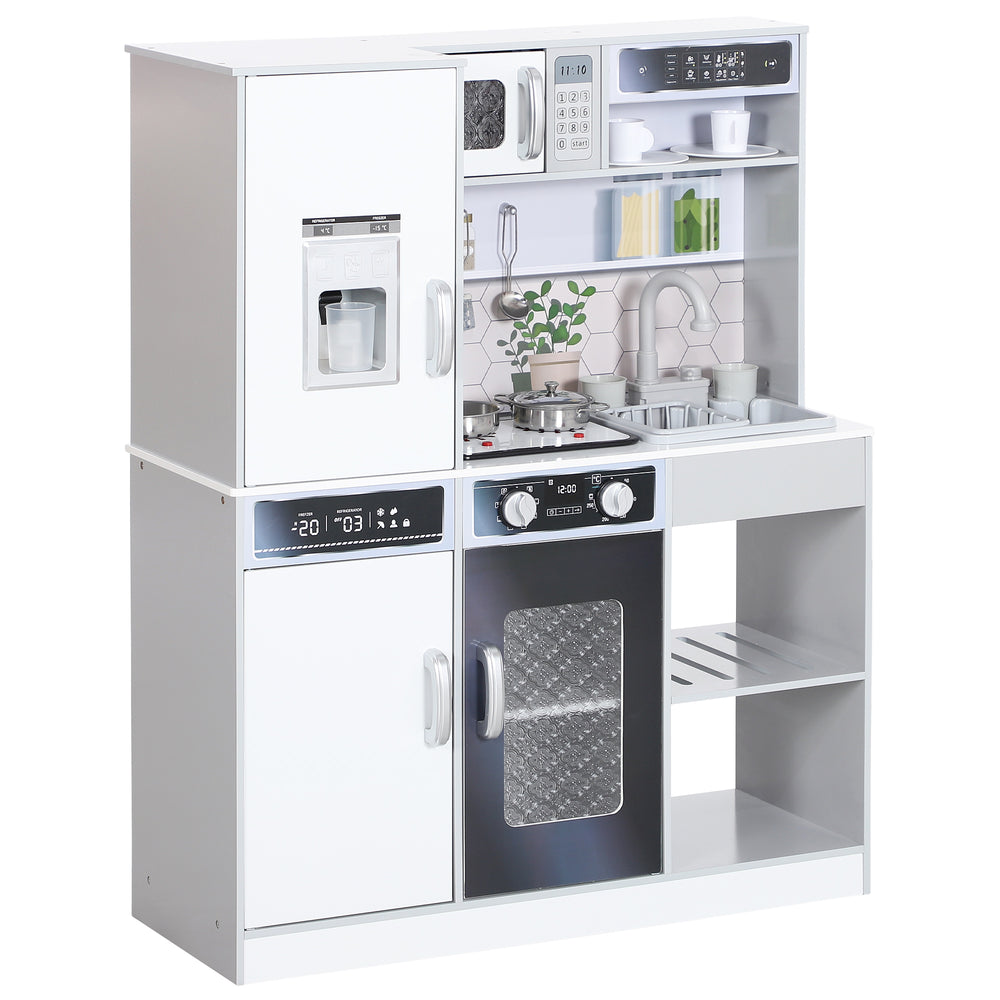 English Elm Qaba Kids Pretend Play Kitchen with Lights Sounds Running Water and Coffee Machine W2225P249830