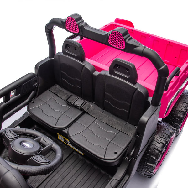 English Elm 24v Two Seat Kids Electric Dump Truck Six Wheel 4wd Utv with Parental Remote Pink W1578P268990