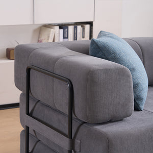 English Elm Folding Sofa Bed with Corduroy Cover, 78.5" Convertible Futon Couch, No-Assembly Foam Spring Mattress, Compact Sleeper for Living Room Grey W2915P276678