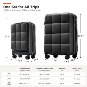 English Elm Luggage Set 3 Piece Abs Hard Shell with Usb Port Cup Holder and Spinner Wheels N726P197380A