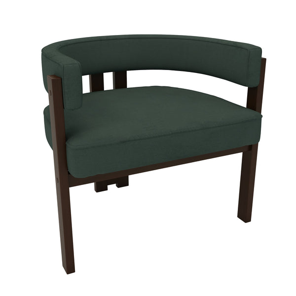 English Elm Modern Chenille Barrel Dining Chair with Padded Foam Seat, Sturdy Metal Legs, 300lb Capacity, Versatile Accent Emerald W395P233455