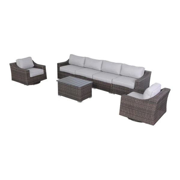English Elm Fully Assembled 6-Piece Wicker Patio Sofa Set With Plush Cushions For Ultimate Outdoor Comfort B120S00142