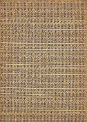 Unique Loom Outdoor Modern Southwestern Machine Made Geometric Rug Light Brown, Brown/Gold 8' 0" x 11' 4"