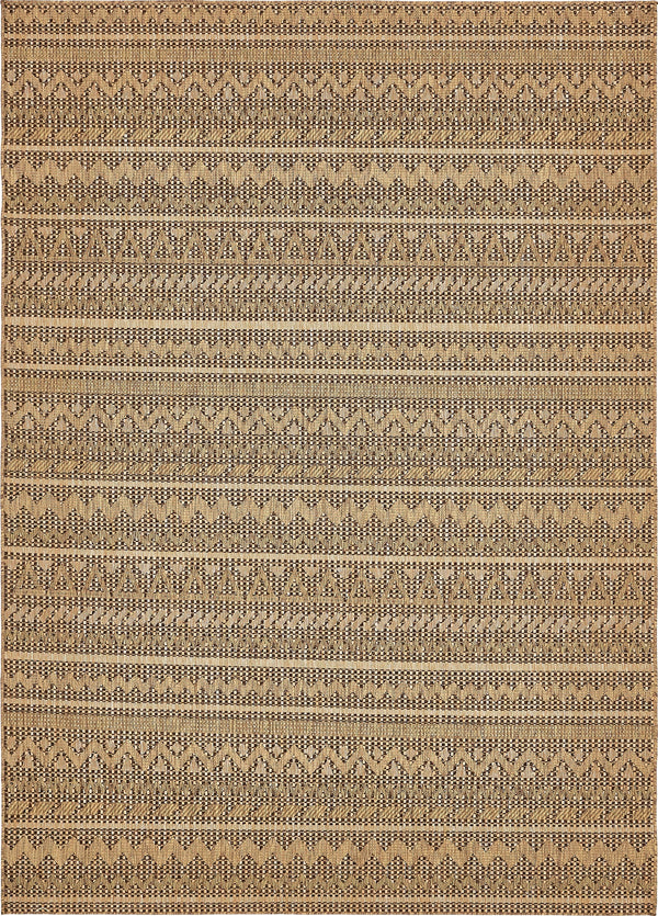 Unique Loom Outdoor Modern Southwestern Machine Made Geometric Rug Light Brown, Brown/Gold 8' 0" x 11' 4"