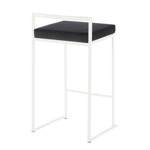 English Elm Contemporary Stackable Velvet Seat Counter Stools Steel Frame Kitchen Set of 2 B202P221935
