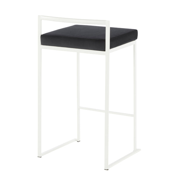 English Elm Contemporary Stackable Velvet Seat Counter Stools Steel Frame Kitchen Set of 2 B202P221935