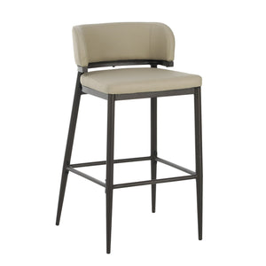 English Elm Christopher Knight Home® - Metal Industrial Leathaire Barstool Set of 2 with Comfortable Seat, Footrest, Non‑Slip Feet, Durable Frame khaki N771P247188V