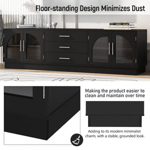 English Elm Vibe 68.9'' Modern Minimalist Tv Stand For 75'' Tvs - Stylish Media Console With Adjustable Storage Solutions N724P284467B-GIGA