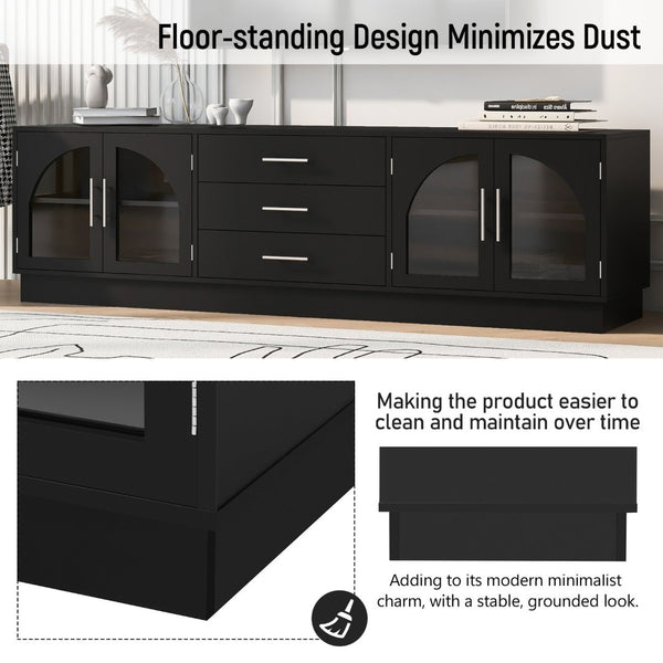 English Elm Vibe 68.9'' Modern Minimalist Tv Stand For 75'' Tvs - Stylish Media Console With Adjustable Storage Solutions N724P284467B-GIGA