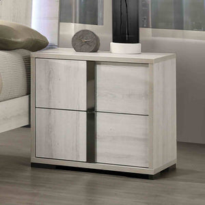 English Elm Contemporary White Wash Nightstand with Dovetail Drawers Chrome Handles Bedroom Storage B2741P435290